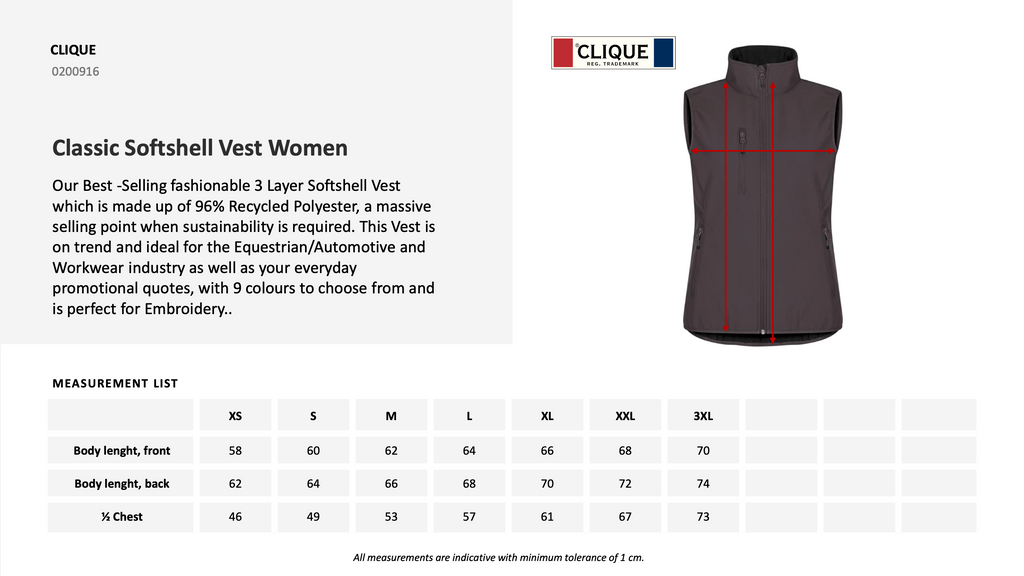 Classic Softshellvest Dame - Blank
